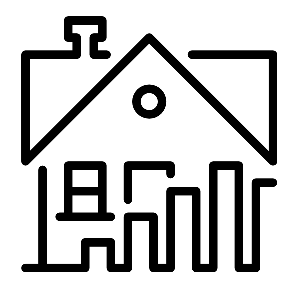 uniwersalne logo czarno białe w kształcie domku
